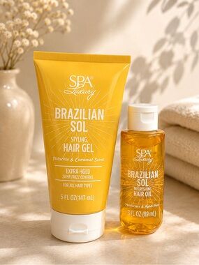 SPA Luxury Brazilian Sol Styling Hair Gel & Nourishing Hair Oil Set